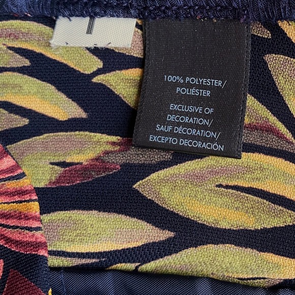 Ann Taylor Floral Wide Leg Pants Black Pink Green Botanical Trouser Petite 12 - Picture 9 of 10